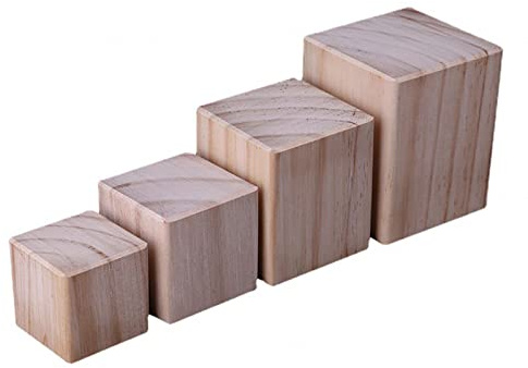 Jolan Quadratische Möbelbeine,4 Stück Holz Tischbeine,Sofa Schreibtisch Schrank Esstisch Couchtisch Unterstützung Möbelfüsse,Möbelfüße,Um Die Höhe Der Möbel,Tischfüße,Wood-8×8×3cm