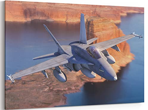 F-18 Flugzeug Leinwand Wandkunstdrucke F/A-18 Hornet Strike Fighter Jet Poster Luftfahrt Wandkunst Dekor U.S Air Force Bild Kunstwerk Militär Flugzeug Dekoration für Männer Jungen Zimmer,12x16 Zoll