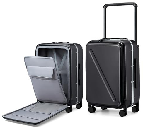 MILADA Gepäckkoffer mit breitem Griff, Schwarz, 24-Inch Checked In, Gepäck mit breitem Griff