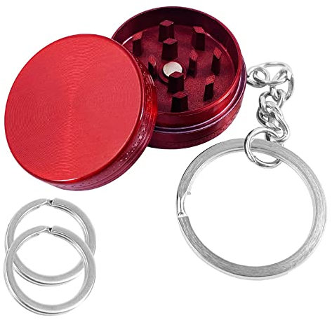 Alian Puff Grinder Crusher Mühle, Mini Metall Gewürzmühle, 1.18 Zoll, ür Spice,Kräuter,Gewürze,Herb,Kaffee für Spice,Kräuter,Gewürze,Herb,Kaffee mit Metall Schlüsselanhänger Ringe * 2