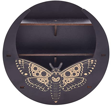 WEBEEDY Schmetterling Regal Wanddekoration für Kristalle Gotische Wohnkultur Kristall Display Regal Holz Schmetterling Regale Für Kristall, Ätherisches Öl