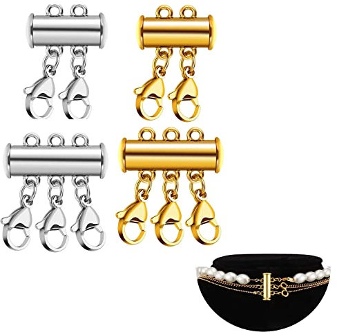 4 Pieces Magnetic Layering Necklace Clasps - Double and Triple Layered Jewelry Separator for Crafts