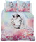 SYHIEGO Housse de Couette 220x240 Rose Cheval Microfibre Parure de Lit Animaux Fleurs Motif 2 Personnes Literie avec 2 Taies d'oreiller 65x65cm avec Fermeture Eclair pour Adulte Fille Enfant