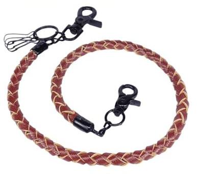 Inovey Biker Uomini PU Pelle Metallo Doppio Link Portafoglio Catene Biker Trucker Punk Jean Portachiavi - caffè