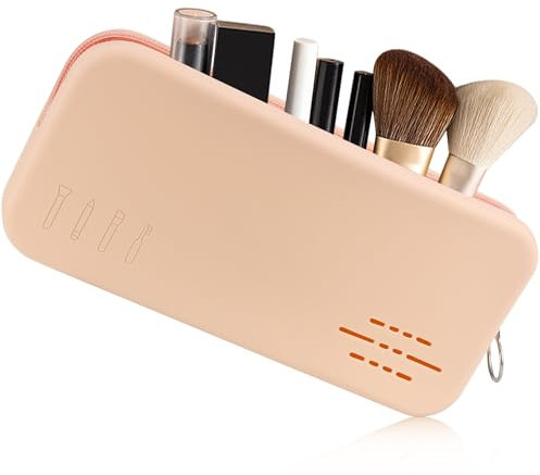 Kosmetiktasche Makeup Tasche Klein für Handtasche Reise Zubehör Make up Tasche Pinsel Behälter Silikon Travel Organizer Makeup Bag Small Schmink Aufbewahrung Schminke Handtaschen Organizer (Khaki)