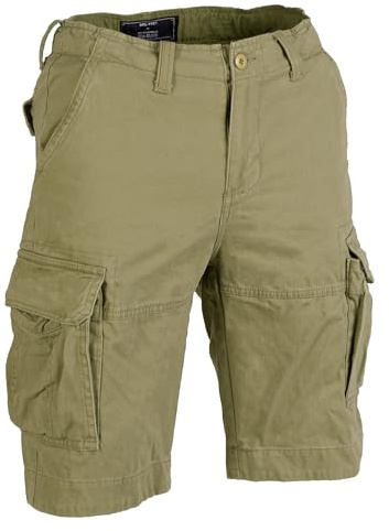 Mil-Tec US Vintage Shorts Herren Prewash • Baumwolle Cargoshorts im Used-Look für Alltag & Outdoor • Taschen am Bein & Bund • Als Kurze Arbeitshose, Freizeithose, Wanderhose • Viele Farben & Größen