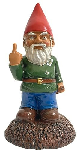 Starnearby 15cm Gartenzwerg Mittelfinger Gartenfigur, Lustig Zwerg aus Kunstharz, Gartenwichtel mit Rot Mütze, Gartendeko für Draußen Wetterfest (Gnom Figuren B)