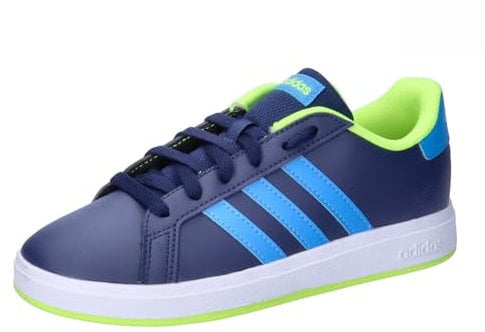 adidas Unisex Grand Court Lifestyle Tennis Lace-Up Shoes Tennisschuhe, Dark Blue/Blue Burst/Lucid Lemon, 37 1/3 EU