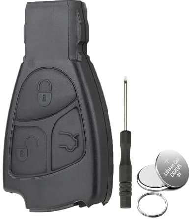 3 Buttons Car key Fob Case Cover for Mercedes-Benz CLS CLK ML SLK CL B C E S Class Key Shell with Screwdriver Key Ring 2XBattery CR2025