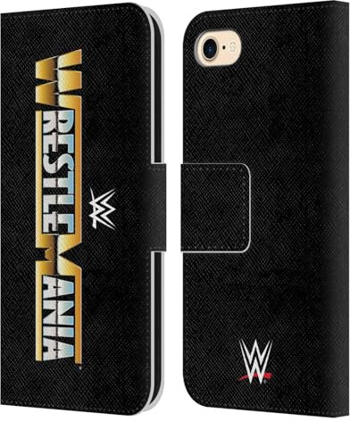Head Case Designs Licenza Ufficiale WWE Wrestlemania Logo del Programma TV Custodia Cover in Pelle a Portagoglio Compatibile con Apple iPhone 7/8 / SE 2020 & 2022