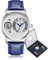 CIVO Armbanduhr Männer Elegant Lederarmband: Silber Herrenuhren Analog Wasserdicht Quarz Datum Ersatzband