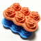 Ice Cube Moulds Trays 2pack 6 Cavity Silicone Rose Ice Ball Maker Easy Release Large Ice Cube Form for Chilled Cocktails Whiskey Bourbon & Homemade Juice（Blue & Orange）