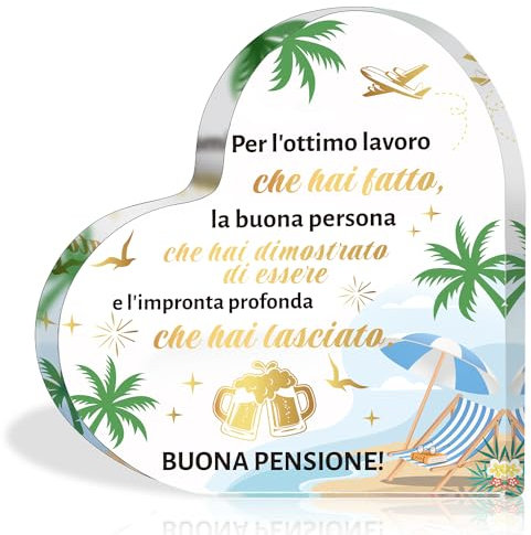 HOWAF Regalo Pensione Uomo Donna, Biglietto Pensione Targa Acrilica, Regali per Pensione Regalo Targhe Decorativo, Biglietto Auguri Pensione Gadget Pensione Pensionata per Feste di Pensionamento