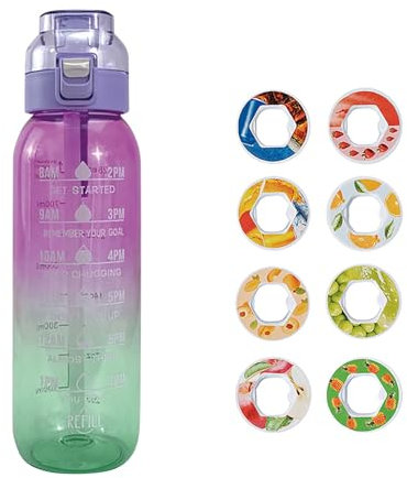 Neu 2024 Trinkflasche mit Geschmack Original Starter Set, 1000ml Luft Wasserflasche mit 8 Geschmackskapseln für Ein Erfrischendes Trinkerlebnis Flasche Original Geschenke (Violett,mit 8 Pods)