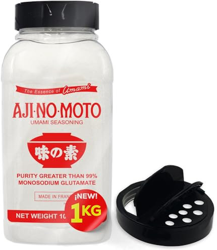 AJINOMOTO de Glutamato Monosódico 1 Kilo + Nuevo Bote Dosificador Especial, Sazonador Umami en Polvo con Glutamato Monosódico (MSG) (1 X 1000 GR)