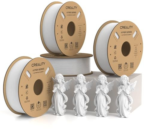 Offizielles Creality Hyper PLA Filament 1,75 mm, 3D Drucker Filament PLA Hochgeschwindigkeits PLA 30–600 mm/s, Maßgenauigkeit +/-0,02 mm, passend für FDM 3D Drucker, 4kg (1kg*4) Weiß