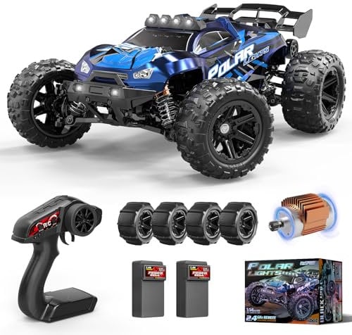 Voiture Télécommandée Adulte 1:14 Étanche ESC 4x4 40 km/h, Voiture Radiocommandée Style Truck avec 2 Batteries 1300mAh et 2 Jeux de Pneus, Voiture RC Tout Terrain pour Garçon et Homme