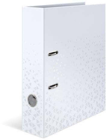 HERMA Ordner A4 Farbe Weiß Set, 5 Stück, 7 cm breit, Kinder Ringordner mit Muster, einfarbiger Aktenordner mit glänzender Veredelung und Innendruck für Jungen und Mädchen