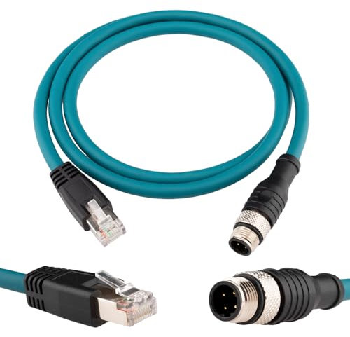 Lonlonty M12 4-poliger D-code Stecker auf RJ45 Cat6 Ethernet Kabel 26AWG Abgeschirmt Hochflexibles Netzwerkkabel IP67 Wasserdicht, Factory Automation Fieldbus 1m