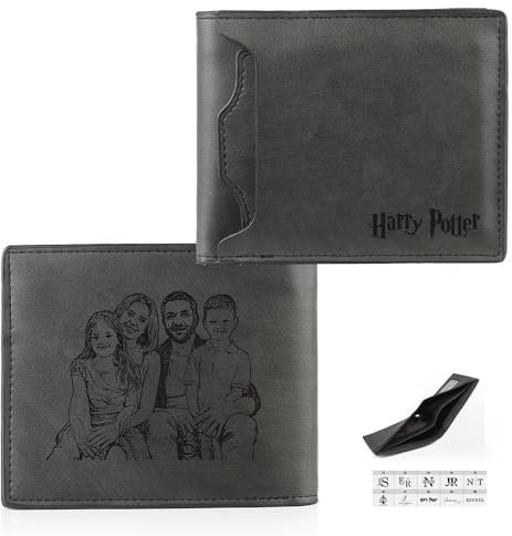 lorajewel Personalisierte Herren Geldbörsen mit Namen Portemonnaie Brieftasche mit Foto Gravur Geschenke für Männer Valentinstag Vatertag Geburtstag Weihnachten (F)