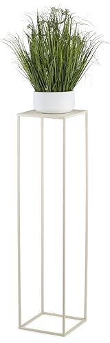 HowHomely Blumenständer Metall Cremefarben 100 cm Hoch - Solider und Robuster Blumenhocker Metall - Pflanzenständer für die Dekoration in Wohnzimmer Schlafzimmer oder Büro