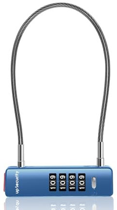 UP Security Cable Lock with Combination, 4-Digit Combo Locks for Fence Gate, Travel Backpack Safe, Wire Padlock for Cabinet, Bike, Scooter, Bicycle, Pet Door (11.8(30cm) Cable, Blue)
