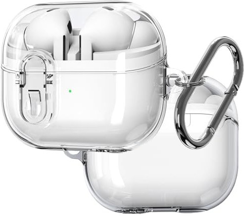 Ysnzaq Compatible with Samsung Galaxy Buds 3 Case & Galaxy Buds 3 Pro Case, Clear TPU Anti-drop with [Secure Lock] [Wireless Charging] [Keychain] Headphone Case for Samsung Galaxy Buds 3.BJ Clear