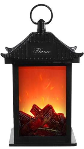 Farol para chimenea, lámpara LED sin llama, funciona con pilas, lámpara de fuego sin llama, luz LED, funciona con pilas, lámpara de simulación con batería USB con anillo colgante para decoración de