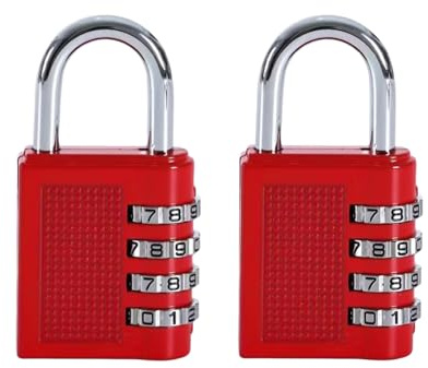 HRLORK Combination Padlock 2 Packs School Locker Lock Outdoor Weatherproof Digit Padlock Resettable Code Lock Red