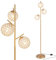 TANGZON 3-Light Floor Lamp, Sphere Standing Tree Lamp with Acrylic Crystal Globe Lampshade, Foot Switch, E27 Socket & Weighted Base, Metal Pole Tall Reading Light for Living Room Bedroom Office