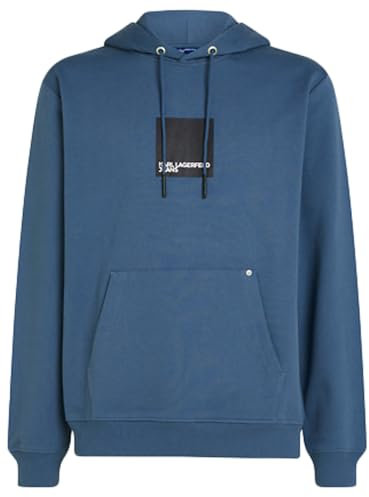 KARL LAGERFELD JEANS Uomo, Felpa Con Cappuccio Box Logo, Vestibilità Regolare, Indaco Vintage, L