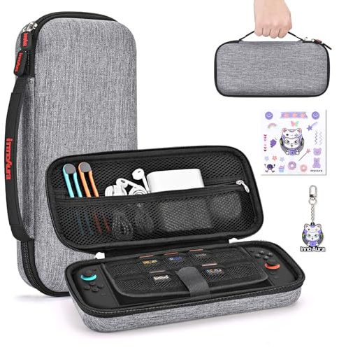 innoAura Switch 2 Tasche für NS Switch 2 Konsole (2025), Tragbares Switch 2 Hülle für Switch 2 Konsole und 9 Spiele, Harte Schutzhülle Tragetasche für Reisen und Aufbewahrung (Grau)