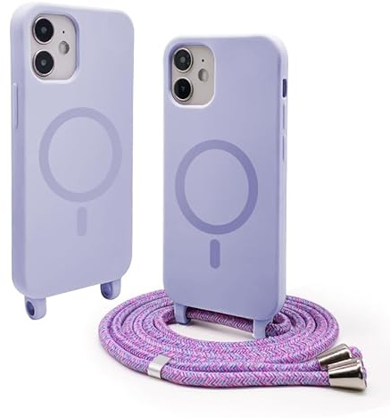 CUZZCASE Silikon Schutzhülle kompatibel mit iPhone 11,Kabellosem Laden,Silikon Stylische Verstellbarer Halskette Handyhülle-Violett