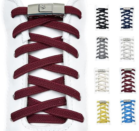 GOODSALEOK Cordones elásticos Sin atar Sistema de lazada rápida Cordones Adecuados para calzado deportivo Calzado casual Calzado de senderismo Unisex Rojo