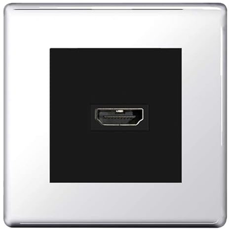 BG Screwless Polished Chrome HDMI Mirror Socket Black Insert EMHDMIB FPCEMS2