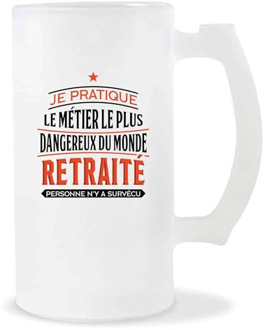 Verre à Bière Retraité Personne n'y a Survécu | Chope de Bière Pinte | Idée Cadeau Humour Drôle Marrant Original Anniversaire Fête