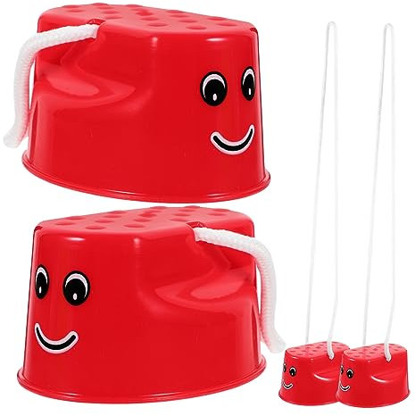 Abaodam 4 Stück Gleichgewichtstrainingsgeräte Tülle Vorratskörbe Fahren Figur Bauch Bot Griffe Abzieher Tuner Handhaben Balancieren Kratzer Stelzen Plastik Rot