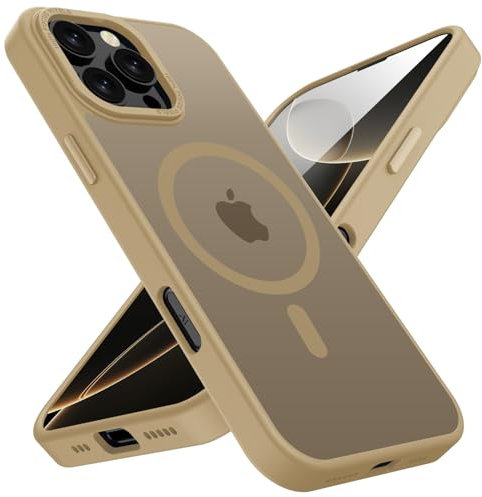 KPPIT for iPhone 16 Pro Max case Compatible with MagSafe, Shockproof Drop Protection, Frosted Translucent Back Magnetic Phone Case for iphone 16 Pro Max,Desert Gold