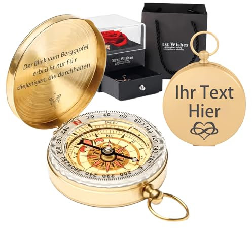 Kompass mit Gravur Personalisiert Kompass Outdoo mit Benutzerdefinierter Dein Name Text Portable Wasserdicht Taschenkompas für Wandern Jagd Camping Andere Aktivitäten (kompass mit Gravur)