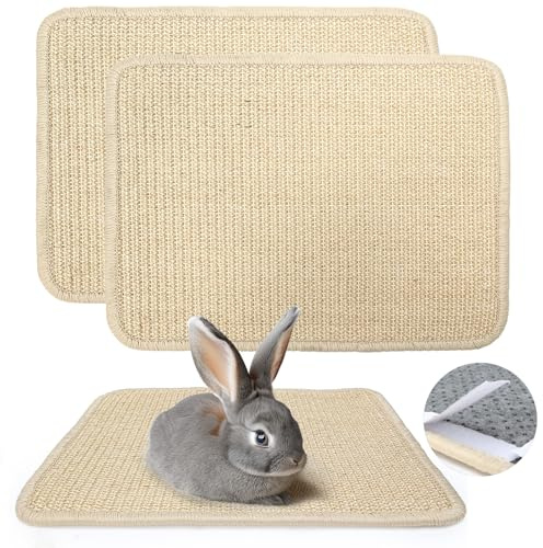 GHWMYD Kratzmatte für Kaninchen Meerschweinchen, Kaninchen Krallen und Zahnpflege für Krallen- und Zahnpflege, Kauspielzeug für Häschen, Haustierkäfig Bettwäsche zum Beißen Schlafen Nisten, 2 Stück