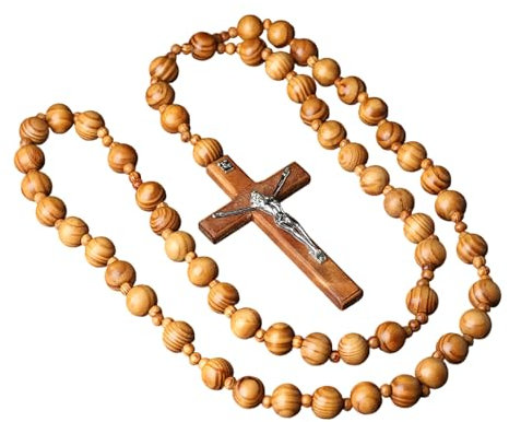 Morain Katholische Große Wand Rosenkranz Gebetskette Mit 20 Mm Holzperlen Spirituelle Kreuze Dekoration Für Gläubige Haushalte Heiliges Mix Perlen Wand Präsentation Rosenkranz
