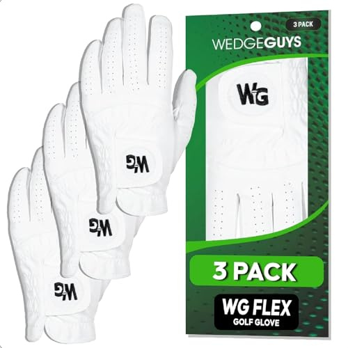 Wedge Guys Flex Premium Cabretta - Guanti da Golf Uomo in Pelle – Con Retro in Spandex Microfit Resistente - Accessori da Golf Professionali - Taglia XXL (Confezione da 3)