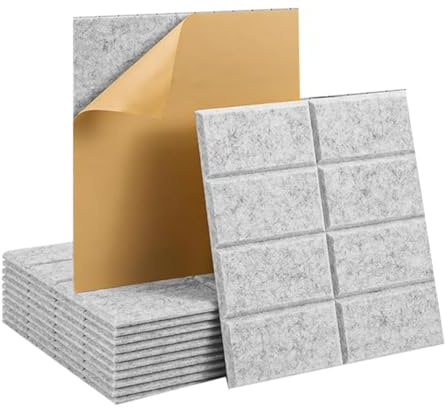 Flaroey Acoustic Foam Panels Acoustic Panels Self-Adhesive for Walls, Door, Ceiling, Home Silver Gray