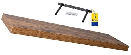 Wandregal - Bücherregal - Schweberegal 3er Set 79,5x23,5 - Verbranntes Holz | Regal Wand - Regalbrett - Küchenregal - Bücherregal Kinder - Deko Wohnzimmer - GewürzregalHolz - Wanddeko Regale Boho Deko