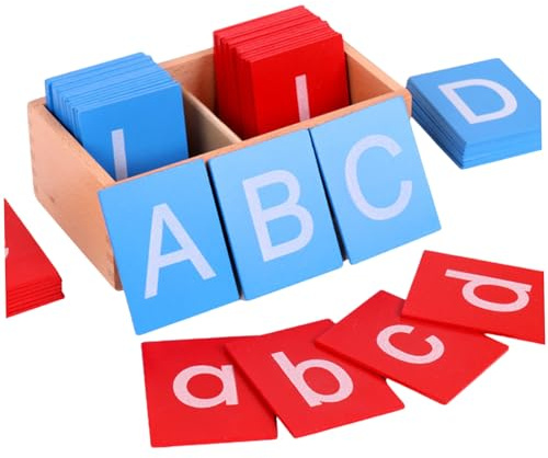 Montessori-Alphabet-Lernkarten, Sandpapier-Buchstaben mit Holzbox für Kinder
