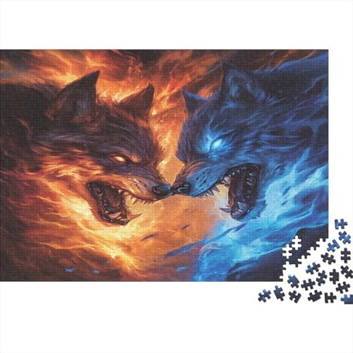Der Kampf des Feuerwolfs Jigsaw Puzzle 1000 Teile in Premium-Qualität Lieblingspuzzle Als Brain Training Puzzle Für Wanddekoration Und Als Geschenk 70x50cm/1000pcs