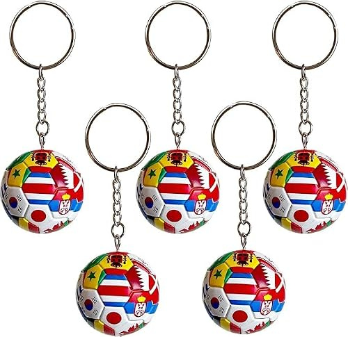 Lot de 5/10 porte-clés Coupe du monde de football 2026 avec drapeaux nationaux, porte-clés de football et cadeaux et accessoires, articles de sport 2026, pendentif pour sac à dos