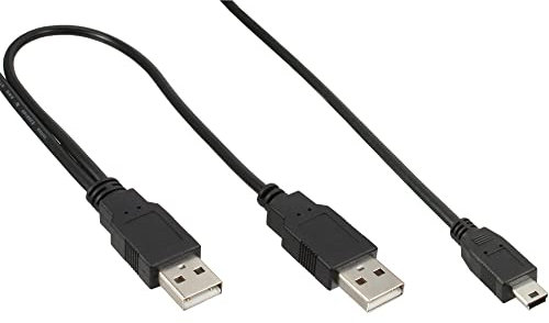InLine 20458 Cavo Mini USB 2.0, Sdoppiatore Y, 2X Type-A Maschio a Type Mini-B Maschio, 5Pol, 1 M, Nero