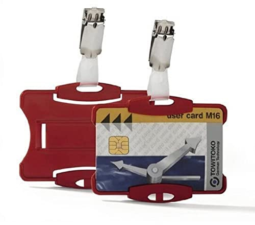 Durable Ausweiskartenhalter (für Betriebsausweis mit Clip, 87 x 54 mm (Innenmaß)) Packung à 25 Stück, rot, 811803