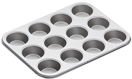 KitchenCraft Bandeja antiadherente para 12 tazas de magdalenas, 35 x 27 cm (14 x 10,5), plateada